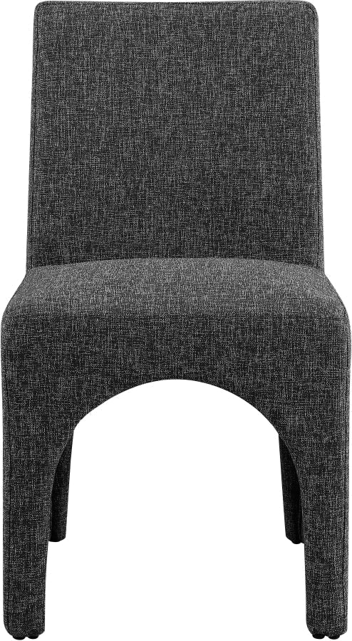 Gramercy Linen Textured Fabric Upholstered Dining Chair in Black, Set of 2 - 753Black-C