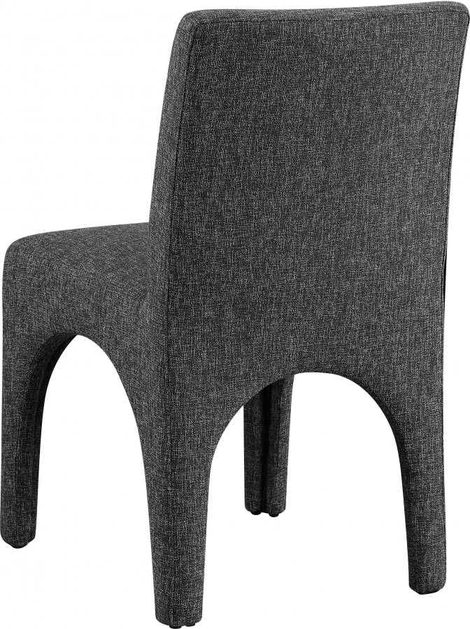 Gramercy Linen Textured Fabric Upholstered Dining Chair in Black, Set of 2 - 753Black-C