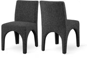 Gramercy Linen Textured Fabric Upholstered Dining Chair in Black, Set of 2 - 753Black-C