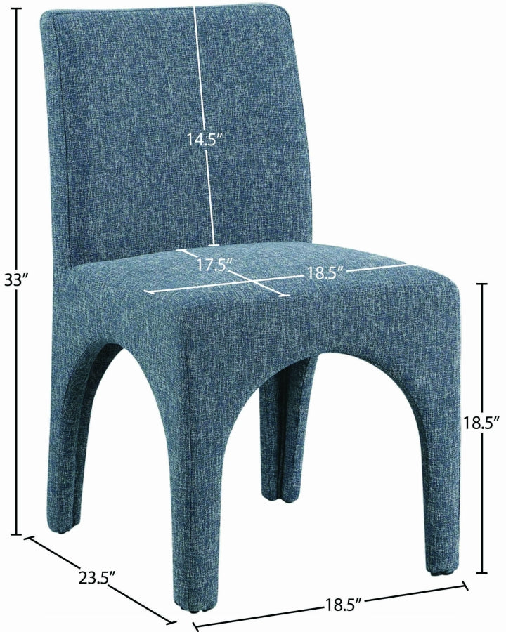 Gramercy Linen Textured Fabric Upholstered Dining Chair in Blue, Set of 2 - 753Blue-C