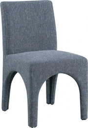 Gramercy Linen Textured Fabric Upholstered Dining Chair in Blue, Set of 2 - 753Blue-C