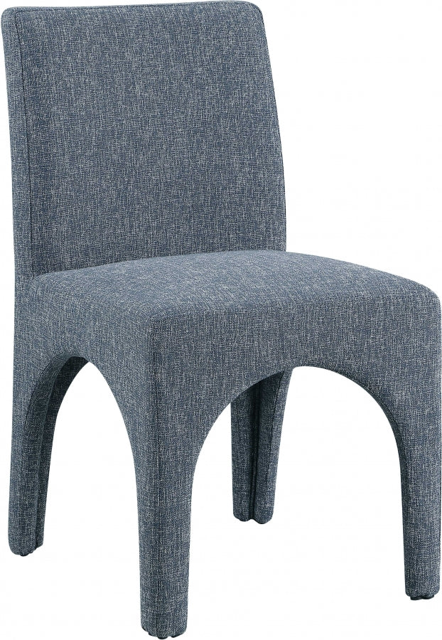 Gramercy Linen Textured Fabric Upholstered Dining Chair in Blue, Set of 2 - 753Blue-C