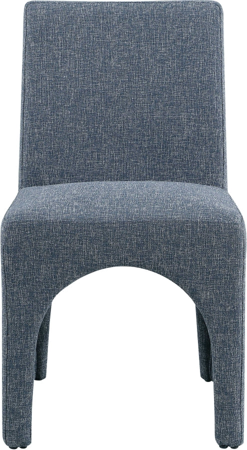 Gramercy Linen Textured Fabric Upholstered Dining Chair in Blue, Set of 2 - 753Blue-C