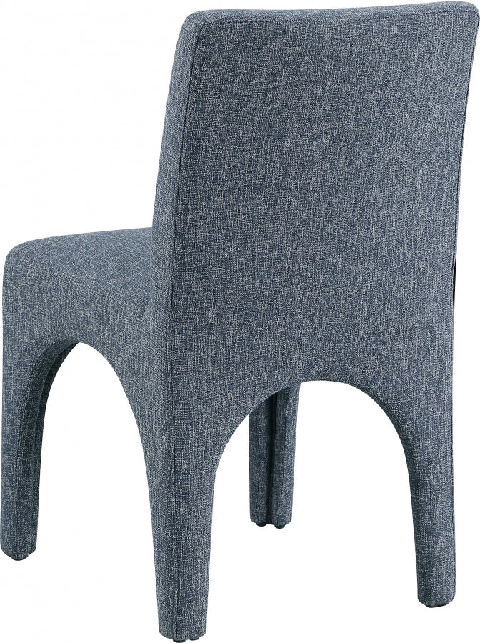 Gramercy Linen Textured Fabric Upholstered Dining Chair in Blue, Set of 2 - 753Blue-C