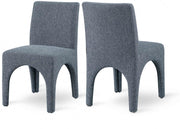 Gramercy Linen Textured Fabric Upholstered Dining Chair in Blue, Set of 2 - 753Blue-C
