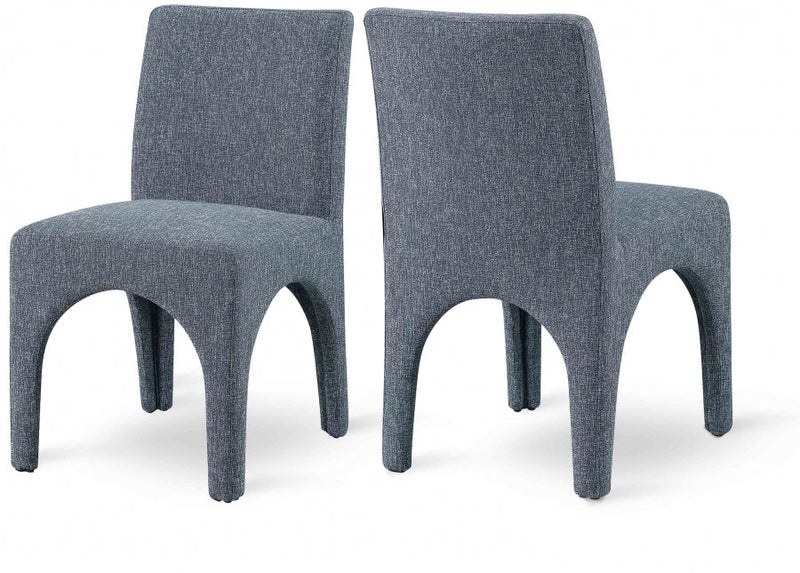 Gramercy Linen Textured Fabric Upholstered Dining Chair in Blue, Set of 2 - 753Blue-C
