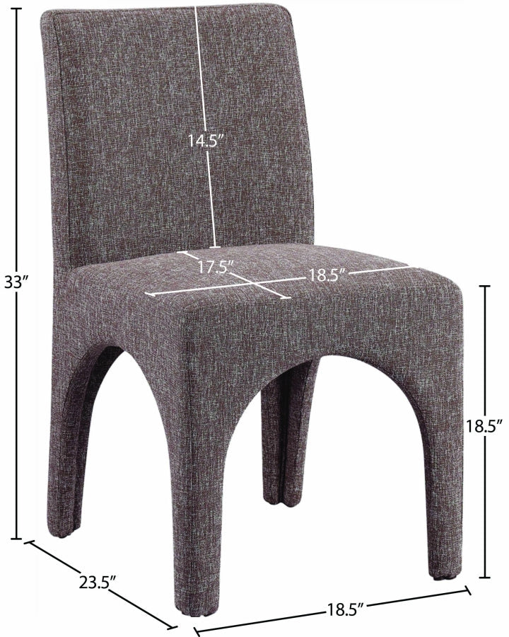 Gramercy Linen Textured Fabric Upholstered Dining Chair in Brown, Set of 2 - 753Brown-C