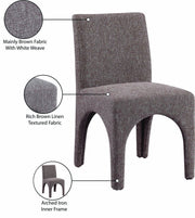 Gramercy Linen Textured Fabric Upholstered Dining Chair in Brown, Set of 2 - 753Brown-C