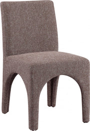 Gramercy Linen Textured Fabric Upholstered Dining Chair in Brown, Set of 2 - 753Brown-C