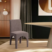 Gramercy Linen Textured Fabric Upholstered Dining Chair in Brown, Set of 2 - 753Brown-C