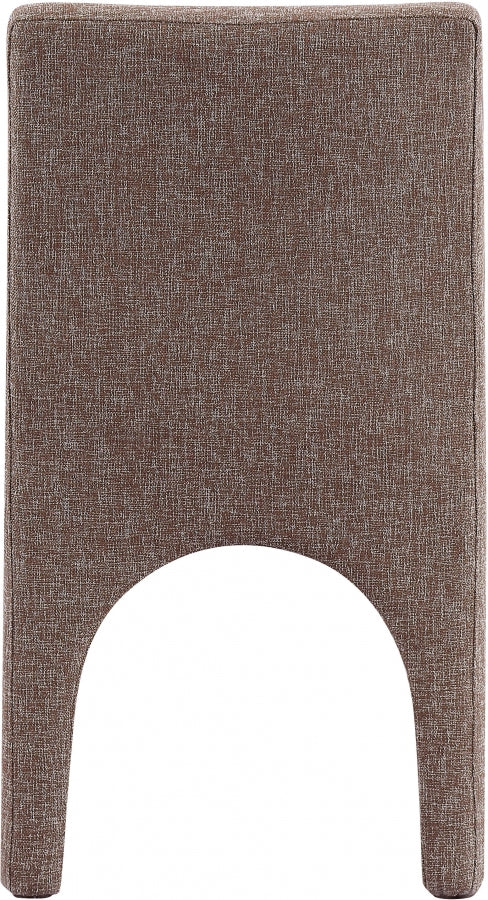 Gramercy Linen Textured Fabric Upholstered Dining Chair in Brown, Set of 2 - 753Brown-C