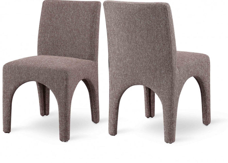 Gramercy Linen Textured Fabric Upholstered Dining Chair in Brown, Set of 2 - 753Brown-C