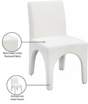 Gramercy Linen Textured Fabric Upholstered Dining Chair in Cream, Set of 2 - 753Cream-C