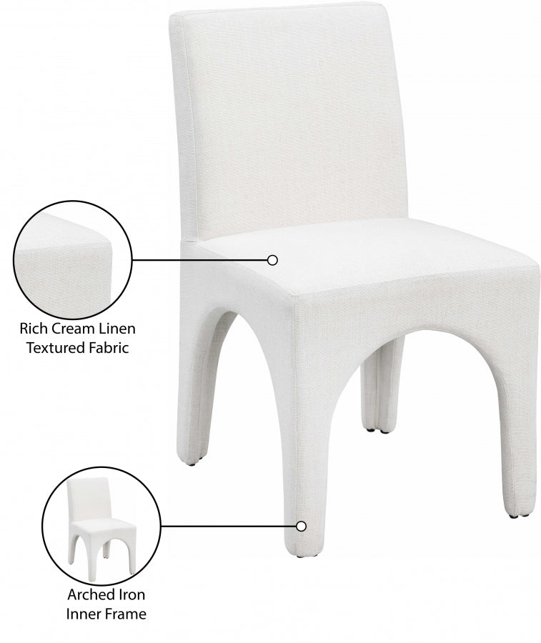 Gramercy Linen Textured Fabric Upholstered Dining Chair in Cream, Set of 2 - 753Cream-C
