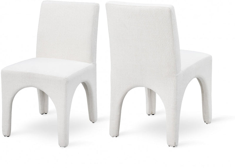 Gramercy Linen Textured Fabric Upholstered Dining Chair in Cream, Set of 2 - 753Cream-C