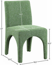 Gramercy Linen Textured Fabric Upholstered Dining Chair in Green, Set of 2 - 753Green-C