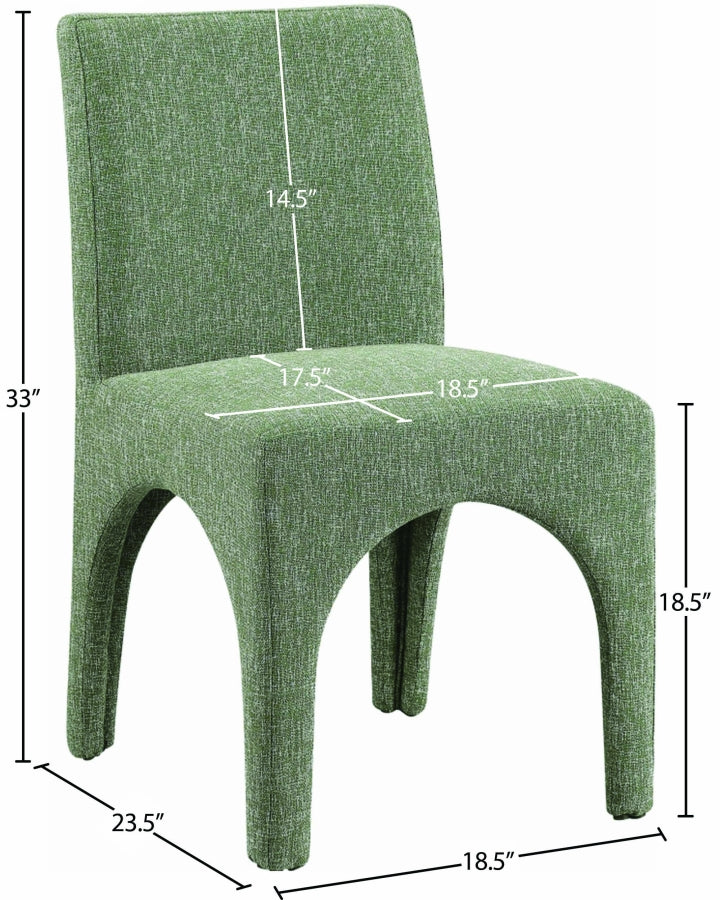 Gramercy Linen Textured Fabric Upholstered Dining Chair in Green, Set of 2 - 753Green-C
