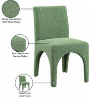 Gramercy Linen Textured Fabric Upholstered Dining Chair in Green, Set of 2 - 753Green-C