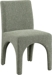 Gramercy Linen Textured Fabric Upholstered Dining Chair in Green, Set of 2 - 753Green-C