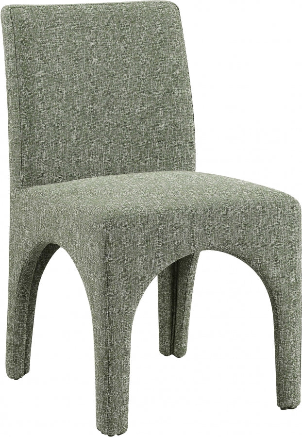 Gramercy Linen Textured Fabric Upholstered Dining Chair in Green, Set of 2 - 753Green-C
