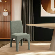 Gramercy Linen Textured Fabric Upholstered Dining Chair in Green, Set of 2 - 753Green-C