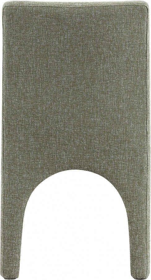 Gramercy Linen Textured Fabric Upholstered Dining Chair in Green, Set of 2 - 753Green-C
