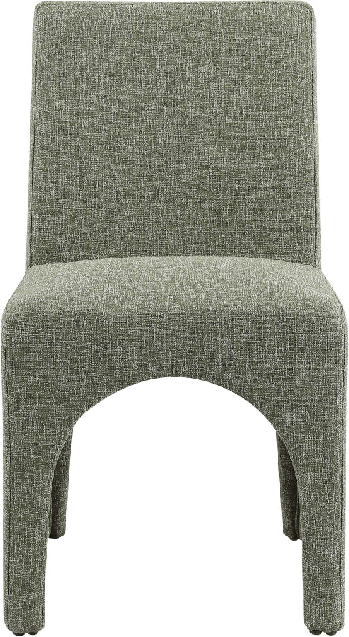 Gramercy Linen Textured Fabric Upholstered Dining Chair in Green, Set of 2 - 753Green-C