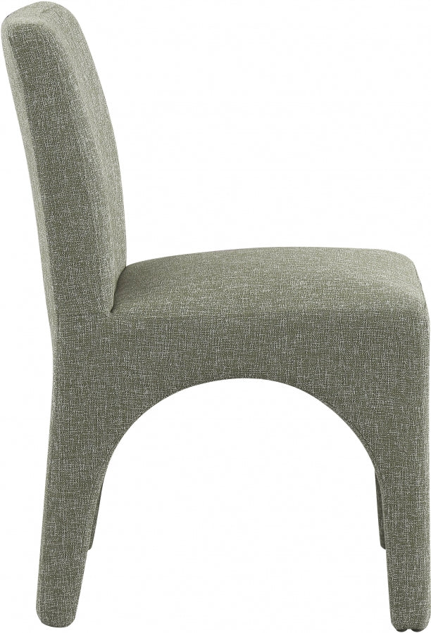 Gramercy Linen Textured Fabric Upholstered Dining Chair in Green, Set of 2 - 753Green-C