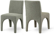 Gramercy Linen Textured Fabric Upholstered Dining Chair in Green, Set of 2 - 753Green-C