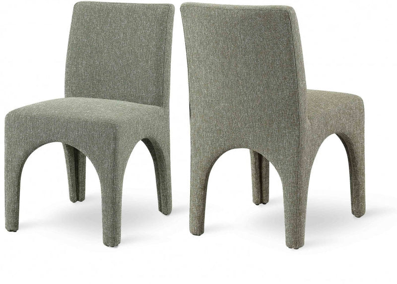 Gramercy Linen Textured Fabric Upholstered Dining Chair in Green, Set of 2 - 753Green-C
