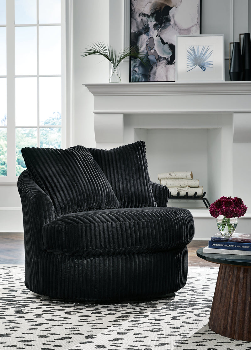 Gramwell Onyx Oversized Swivel Accent Chair - Gate Furniture