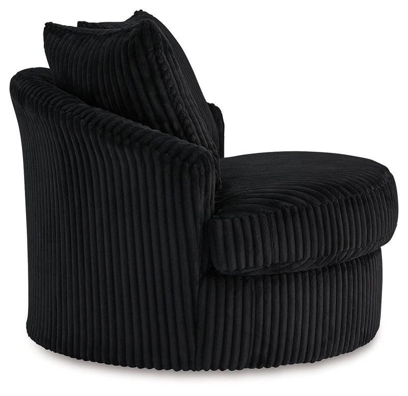 Gramwell Onyx Oversized Swivel Accent Chair - Gate Furniture