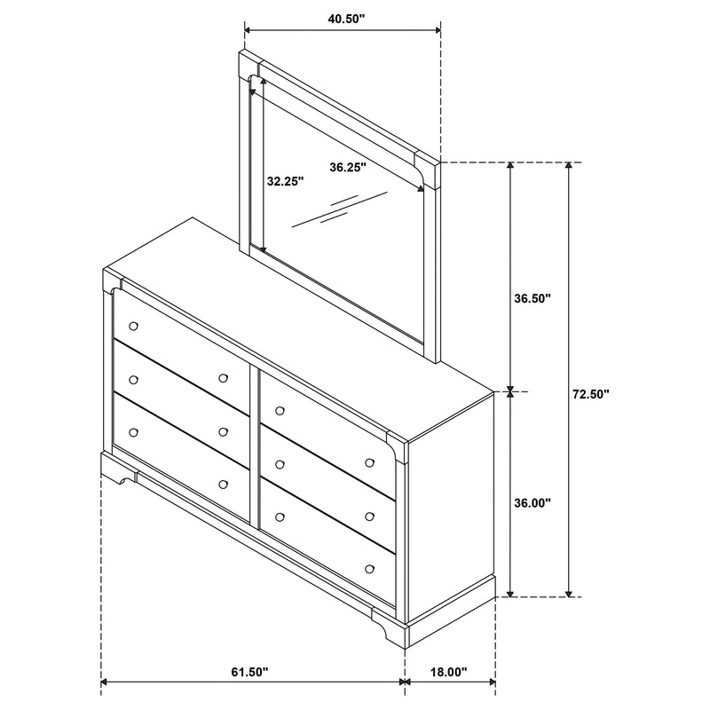 Gran Park 6-drawer Dresser and Mirror Dark Cocoa - 224933M