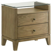 Granada 2-drawer Glass Top Nightstand Natural Pine - 224922