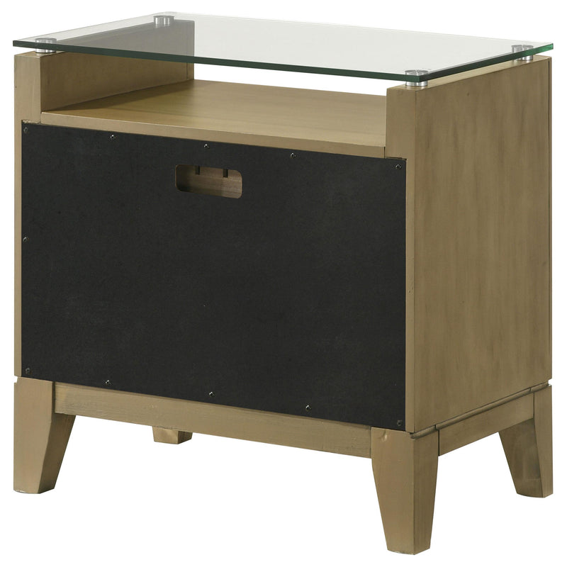 Granada 2-drawer Glass Top Nightstand Natural Pine - 224922