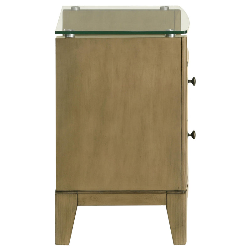 Granada 2-drawer Glass Top Nightstand Natural Pine - 224922