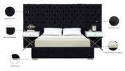 Grande Velvet King Bed (3 Boxes) Black - Gate FurnitureKing Bed
