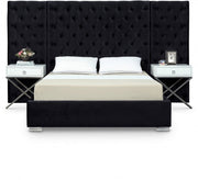 Grande Velvet King Bed (3 Boxes) Black - Gate FurnitureKing Bed