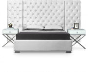 Grande Velvet King Bed (3 Boxes) White - Gate FurnitureKing Bed