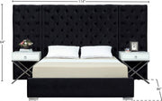 Grande Velvet Queen Bed (3 Boxes) Black - Gate FurnitureQueen Bed