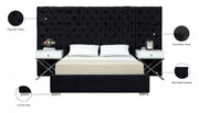 Grande Velvet Queen Bed (3 Boxes) Black - Gate FurnitureQueen Bed