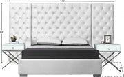 Grande Velvet Queen Bed (3 Boxes) White - Gate FurnitureQueen Bed
