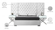 Grande Velvet Queen Bed (3 Boxes) White - Gate FurnitureQueen Bed