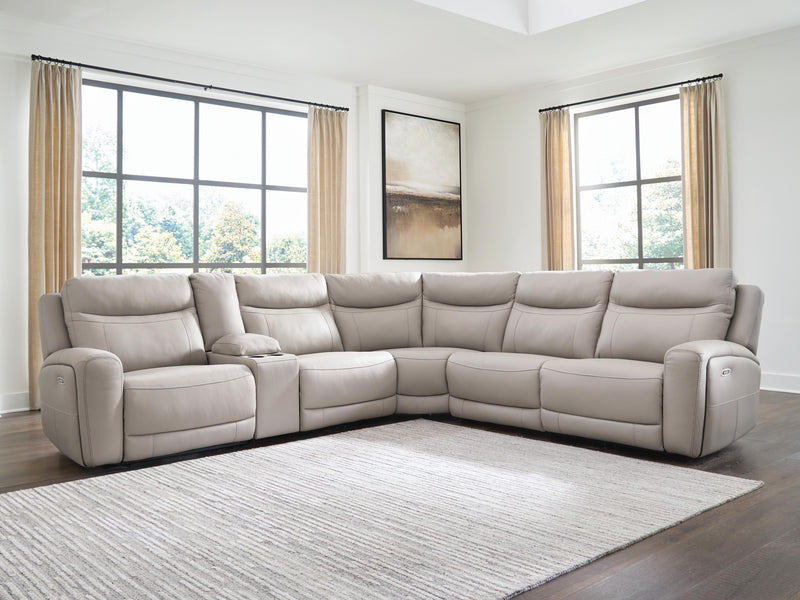 Gravier Gray 6-Piece Power Reclining Sectional with Storage Console - U13300S5