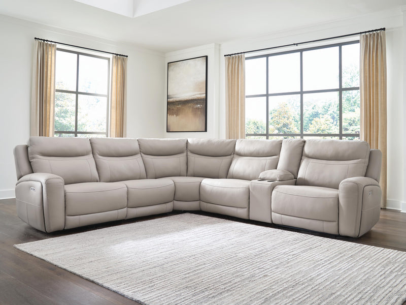 Gravier Gray 6-Piece Power Reclining Sectional with Storage Console - U13300S5