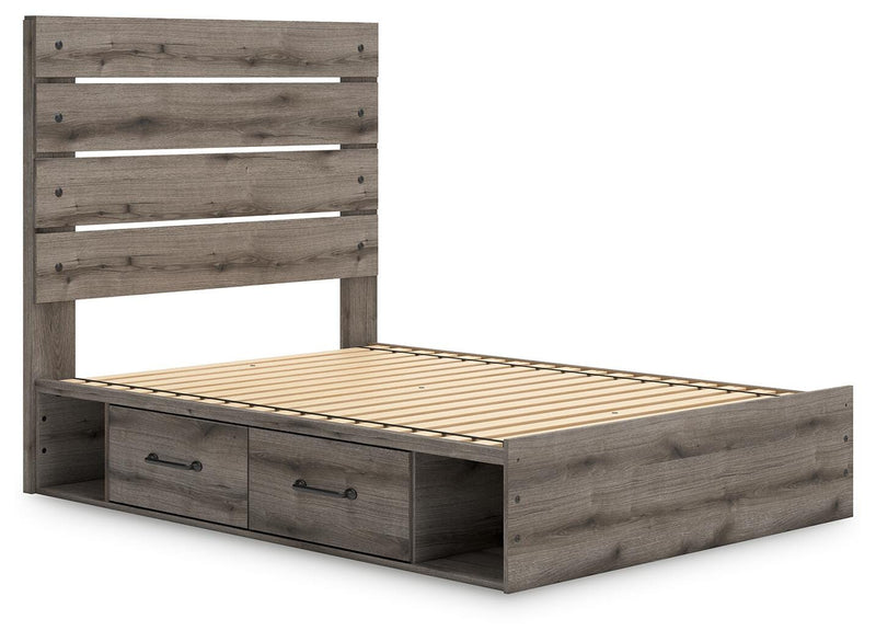 Graystorm Brown Gray Full Panel Bed with Storage - PCB2405B17