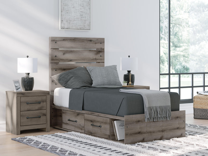 Graystorm Brown Gray Twin Panel Bed with Storage - PCB2405B19