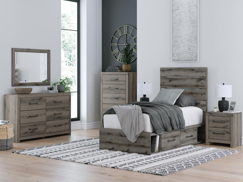Graystorm Brown Gray Twin Panel Bed with Storage - PCB2405B19