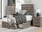 Graystorm Brown Gray Twin Panel Bed with Storage - PCB2405B19