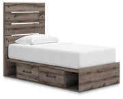Graystorm Brown Gray Twin Panel Bed with Storage - PCB2405B19